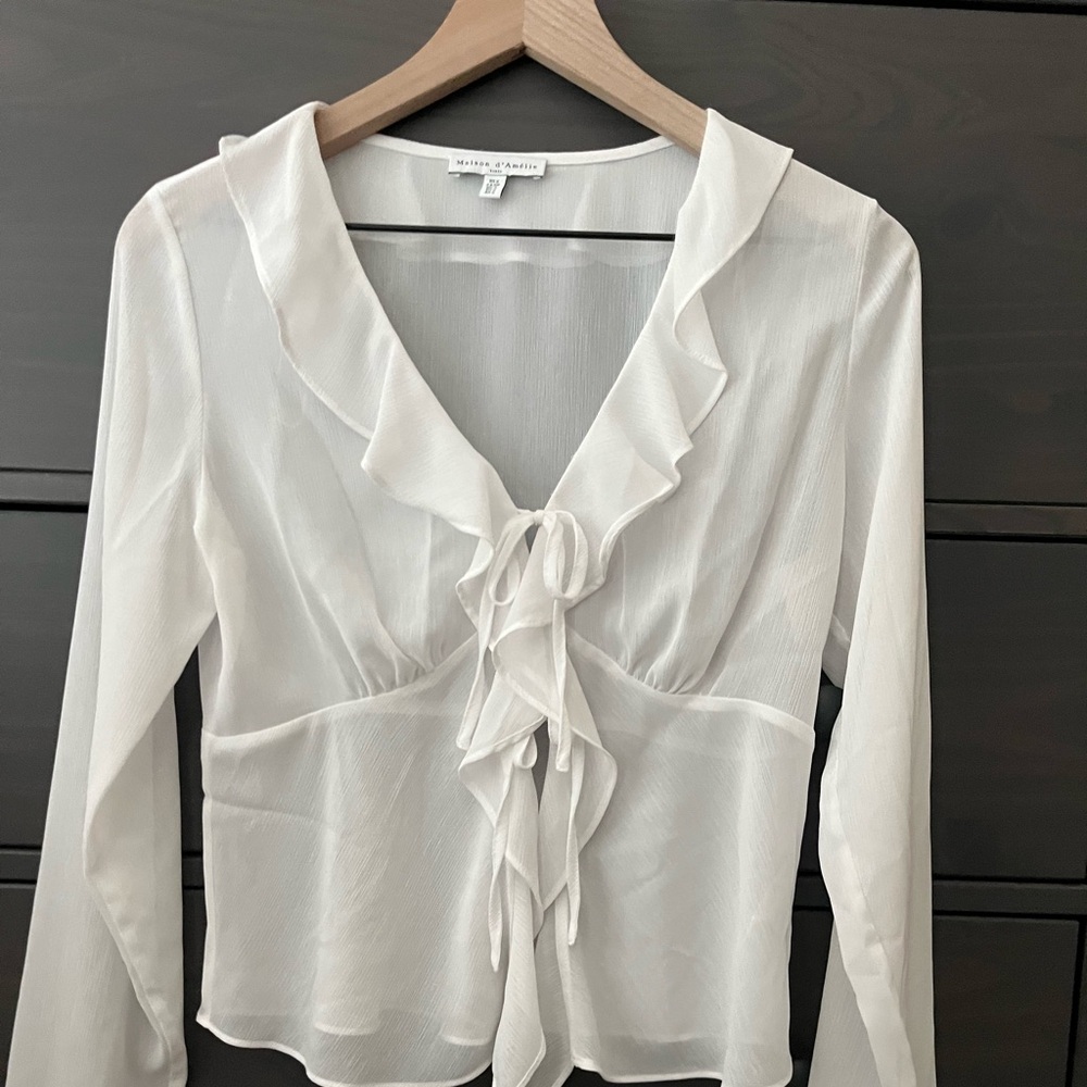 Maison d’Amelie Sheer Blouse Sz S - Picture 10 of 12